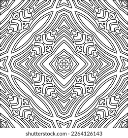  Textura ornamental monocroma con formas lineales lisas, líneas de zigzag, patrón de encaje.Resumen de patrón geométrico en blanco y negro para página web, texturas, tarjeta, afiche, tela, textil.