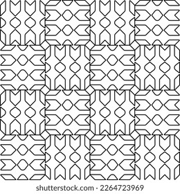  Monochrome ornamental texture with smooth linear shapes, zigzag lines, lace pattern.Abstract geometric black and white pattern for web page, textures, card, poster, fabric, textile.