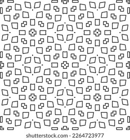  Monochrome ornamental texture with smooth linear shapes, zigzag lines, lace pattern.Abstract geometric black and white pattern for web page, textures, card, poster, fabric, textile.
