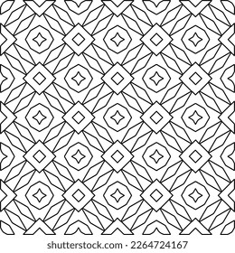  Monochrome ornamental texture with smooth linear shapes, zigzag lines, lace pattern.Abstract geometric black and white pattern for web page, textures, card, poster, fabric, textile.