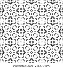  Monochrome ornamental texture with smooth linear shapes, zigzag lines, lace pattern.Abstract geometric black and white pattern for web page, textures, card, poster, fabric, textile.