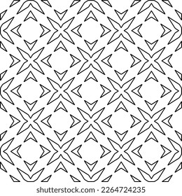  Monochrome ornamental texture with smooth linear shapes, zigzag lines, lace pattern.Abstract geometric black and white pattern for web page, textures, card, poster, fabric, textile.