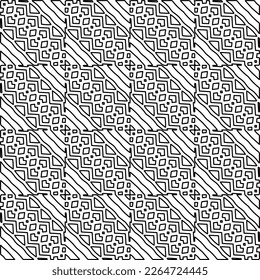 Monochrome ornamental texture with smooth linear shapes, zigzag lines, lace pattern.Abstract geometric black and white pattern for web page, textures, card, poster, fabric, textile.