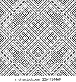  Monochrome ornamental texture with smooth linear shapes, zigzag lines, lace pattern.Abstract geometric black and white pattern for web page, textures, card, poster, fabric, textile.