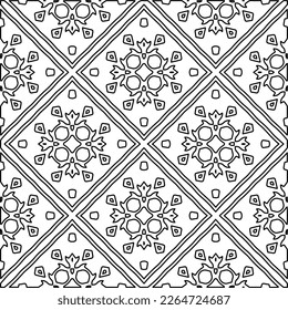 
 Monochrome ornamental texture with smooth linear shapes, zigzag lines, lace pattern.Abstract geometric black and white pattern for web page, textures, card, poster, fabric, textile.