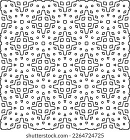  Monochrome ornamental texture with smooth linear shapes, zigzag lines, lace pattern.Abstract geometric black and white pattern for web page, textures, card, poster, fabric, textile.