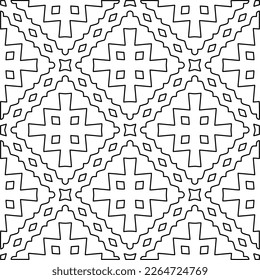  Textura ornamental monocroma con formas lineales lisas, líneas de zigzag, patrón de encaje.Resumen de patrón geométrico en blanco y negro para página web, texturas, tarjeta, afiche, tela, textil.