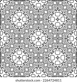 
 Monochrome ornamental texture with smooth linear shapes, zigzag lines, lace pattern.Abstract geometric black and white pattern for web page, textures, card, poster, fabric, textile.