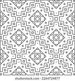  Monochrome ornamental texture with smooth linear shapes, zigzag lines, lace pattern.Abstract geometric black and white pattern for web page, textures, card, poster, fabric, textile.