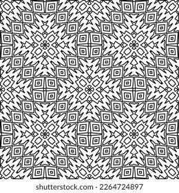 
 Monochrome ornamental texture with smooth linear shapes, zigzag lines, lace pattern.Abstract geometric black and white pattern for web page, textures, card, poster, fabric, textile.