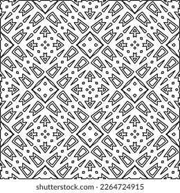 
 Monochrome ornamental texture with smooth linear shapes, zigzag lines, lace pattern.Abstract geometric black and white pattern for web page, textures, card, poster, fabric, textile.