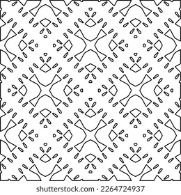  Monochrome ornamental texture with smooth linear shapes, zigzag lines, lace pattern.Abstract geometric black and white pattern for web page, textures, card, poster, fabric, textile.