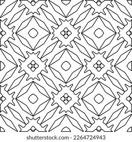  Monochrome ornamental texture with smooth linear shapes, zigzag lines, lace pattern.Abstract geometric black and white pattern for web page, textures, card, poster, fabric, textile.