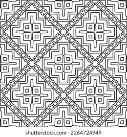 
 Monochrome ornamental texture with smooth linear shapes, zigzag lines, lace pattern.Abstract geometric black and white pattern for web page, textures, card, poster, fabric, textile.