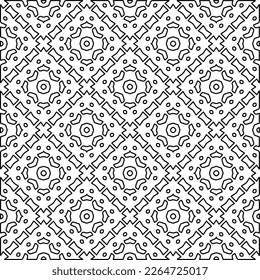  Monochrome Ziertextur mit glatten linearen Formen, Zickzacklinien, Spitzen-Muster.Abstraktes geometrisches Schwarz-Weiß Muster für Webseiten, Texturen, Karten, Poster, Gewebe, Textilien.