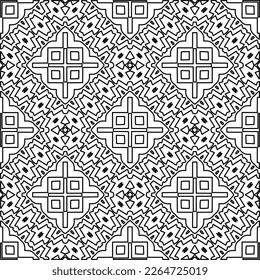 
 Monochrome ornamental texture with smooth linear shapes, zigzag lines, lace pattern.Abstract geometric black and white pattern for web page, textures, card, poster, fabric, textile.