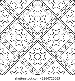  Monochrome ornamental texture with smooth linear shapes, zigzag lines, lace pattern.Abstract geometric black and white pattern for web page, textures, card, poster, fabric, textile.