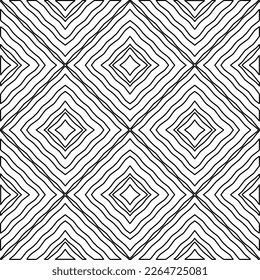  Monochrome ornamental texture with smooth linear shapes, zigzag lines, lace pattern.Abstract geometric black and white pattern for web page, textures, card, poster, fabric, textile.