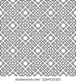  Monochrome ornamental texture with smooth linear shapes, zigzag lines, lace pattern.Abstract geometric black and white pattern for web page, textures, card, poster, fabric, textile.