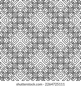  Monochrome ornamental texture with smooth linear shapes, zigzag lines, lace pattern.Abstract geometric black and white pattern for web page, textures, card, poster, fabric, textile.