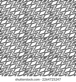  Textura ornamental monocroma con formas lineales lisas, líneas de zigzag, patrón de encaje.Resumen de patrón geométrico en blanco y negro para página web, texturas, tarjeta, afiche, tela, textil.