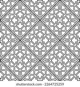 
 Monochrome ornamental texture with smooth linear shapes, zigzag lines, lace pattern.Abstract geometric black and white pattern for web page, textures, card, poster, fabric, textile.