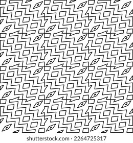  Monochrome ornamental texture with smooth linear shapes, zigzag lines, lace pattern.Abstract geometric black and white pattern for web page, textures, card, poster, fabric, textile.