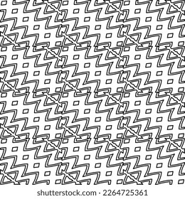  Textura ornamental monocroma con formas lineales lisas, líneas de zigzag, patrón de encaje.Resumen de patrón geométrico en blanco y negro para página web, texturas, tarjeta, afiche, tela, textil.