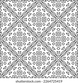  Monochrome ornamental texture with smooth linear shapes, zigzag lines, lace pattern.Abstract geometric black and white pattern for web page, textures, card, poster, fabric, textile.