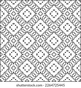  Monochrome ornamental texture with smooth linear shapes, zigzag lines, lace pattern.Abstract geometric black and white pattern for web page, textures, card, poster, fabric, textile.
