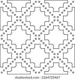  Monochrome Ziertextur mit glatten linearen Formen, Zickzacklinien, Spitzen-Muster.Abstraktes geometrisches Schwarz-Weiß Muster für Webseiten, Texturen, Karten, Poster, Gewebe, Textilien.