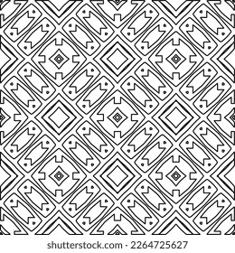 
 Monochrome ornamental texture with smooth linear shapes, zigzag lines, lace pattern.Abstract geometric black and white pattern for web page, textures, card, poster, fabric, textile.