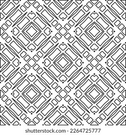 
 Monochrome ornamental texture with smooth linear shapes, zigzag lines, lace pattern.Abstract geometric black and white pattern for web page, textures, card, poster, fabric, textile.