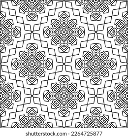  Monochrome ornamental texture with smooth linear shapes, zigzag lines, lace pattern.Abstract geometric black and white pattern for web page, textures, card, poster, fabric, textile.