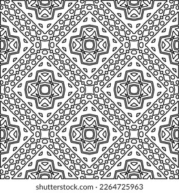 
 Textura ornamental monocroma con formas lineales lisas, líneas de zigzag, patrón de encaje.Resumen de patrón geométrico en blanco y negro para página web, texturas, tarjeta, afiche, tela, textil.