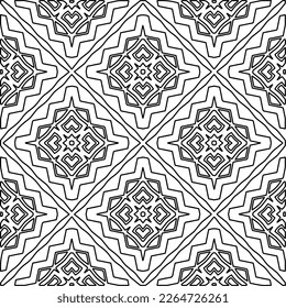 
 Monochrome ornamental texture with smooth linear shapes, zigzag lines, lace pattern.Abstract geometric black and white pattern for web page, textures, card, poster, fabric, textile.