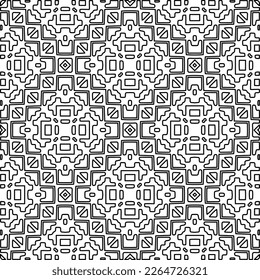 
 Monochrome ornamental texture with smooth linear shapes, zigzag lines, lace pattern.Abstract geometric black and white pattern for web page, textures, card, poster, fabric, textile.