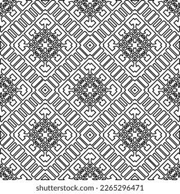  Monochrome ornamental texture with smooth linear shapes, zigzag lines, lace pattern.Abstract geometric black and white pattern for web page, textures, card, poster, fabric, textile.