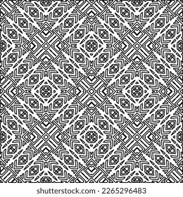  Monochrome ornamental texture with smooth linear shapes, zigzag lines, lace pattern.Abstract geometric black and white pattern for web page, textures, card, poster, fabric, textile.
