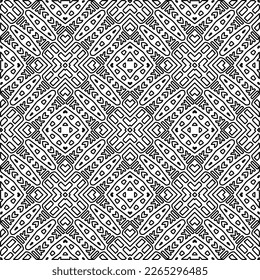  Monochrome ornamental texture with smooth linear shapes, zigzag lines, lace pattern.Abstract geometric black and white pattern for web page, textures, card, poster, fabric, textile.