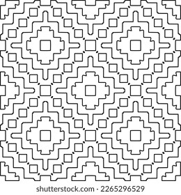  Monochrome ornamental texture with smooth linear shapes, zigzag lines, lace pattern.Abstract geometric black and white pattern for web page, textures, card, poster, fabric, textile.