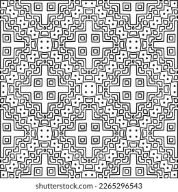  Monochrome ornamental texture with smooth linear shapes, zigzag lines, lace pattern.Abstract geometric black and white pattern for web page, textures, card, poster, fabric, textile.