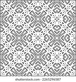 
 Monochrome ornamental texture with smooth linear shapes, zigzag lines, lace pattern.Abstract geometric black and white pattern for web page, textures, card, poster, fabric, textile.