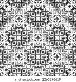  Monochrome ornamental texture with smooth linear shapes, zigzag lines, lace pattern.Abstract geometric black and white pattern for web page, textures, card, poster, fabric, textile.