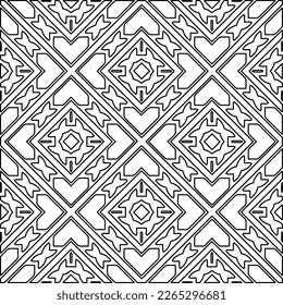  Monochrome ornamental texture with smooth linear shapes, zigzag lines, lace pattern.Abstract geometric black and white pattern for web page, textures, card, poster, fabric, textile.
