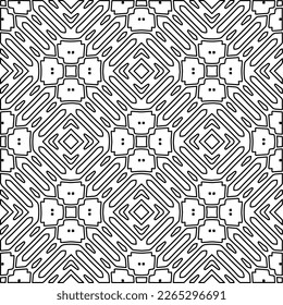  Monochrome ornamental texture with smooth linear shapes, zigzag lines, lace pattern.Abstract geometric black and white pattern for web page, textures, card, poster, fabric, textile.