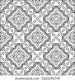  Monochrome ornamental texture with smooth linear shapes, zigzag lines, lace pattern.Abstract geometric black and white pattern for web page, textures, card, poster, fabric, textile.