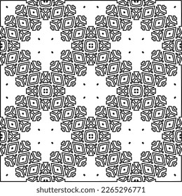 
 Textura ornamental monocroma con formas lineales lisas, líneas de zigzag, patrón de encaje.Resumen de patrón geométrico en blanco y negro para página web, texturas, tarjeta, afiche, tela, textil.
