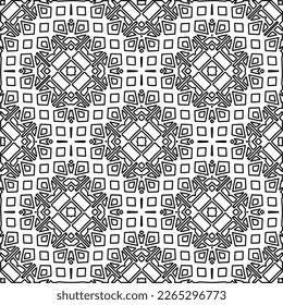 
 Textura ornamental monocroma con formas lineales lisas, líneas de zigzag, patrón de encaje.Resumen de patrón geométrico en blanco y negro para página web, texturas, tarjeta, afiche, tela, textil.