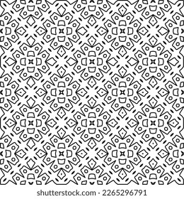  Monochrome Ziertextur mit glatten linearen Formen, Zickzacklinien, Spitzen-Muster.Abstraktes geometrisches Schwarz-Weiß Muster für Webseiten, Texturen, Karten, Poster, Gewebe, Textilien.